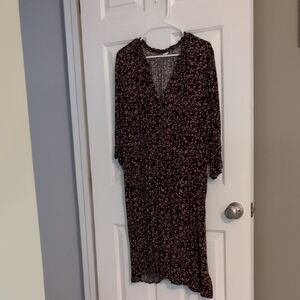 Old Navy Black Midi Dress with Pink Floral Print